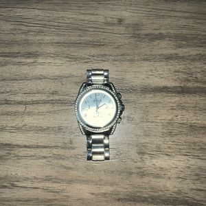 Silver large face watch